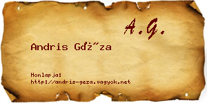 Andris Géza névjegykártya