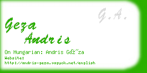 geza andris business card